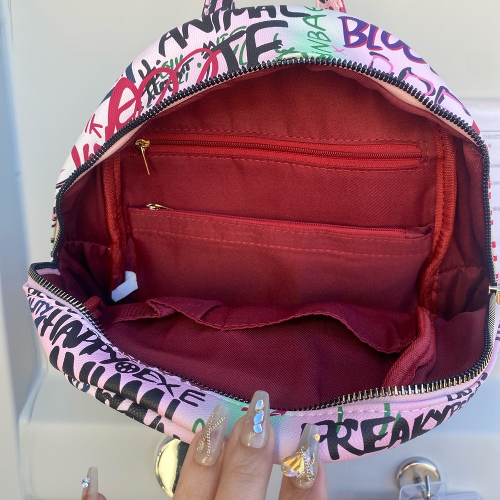 Graffiti Print Mini Backpack - Picture 2 of 3